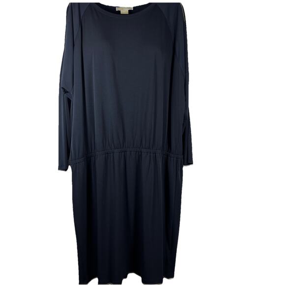 Michael Kors Women's Navy Blue Gold Zippered Scoop Neck Dress Sz XXL Plus 2XL - Picture 10 of 16